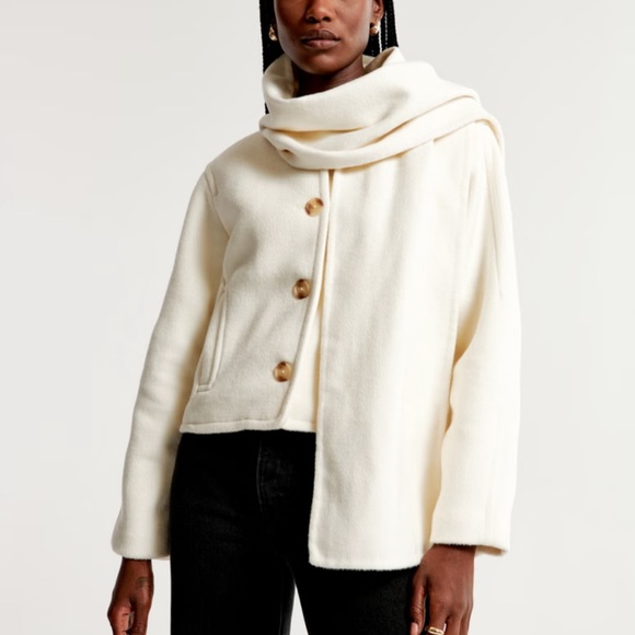Abercrombie & Fitch Jackets & Blazers - Abercrombie and Fitch Removable Scarf Double-Cloth Wool-Blend Jacket NWT